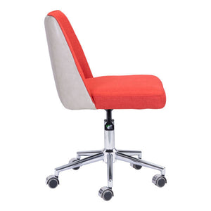 24" X 24" X 35.8" Orange/Beige Polyblend Office Chair