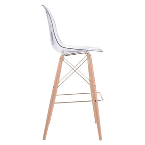 20.3" X 21.7" X 44.3" Polycarbonate Metal And Beech Wood Bar Chair