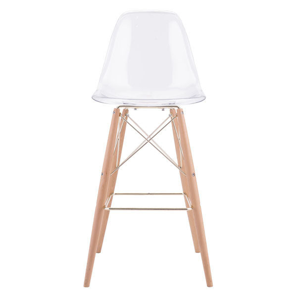 20.3" X 21.7" X 44.3" Polycarbonate Metal And Beech Wood Bar Chair