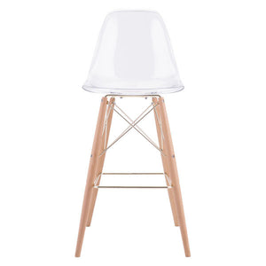 20.3" X 21.7" X 44.3" Polycarbonate Metal And Beech Wood Bar Chair