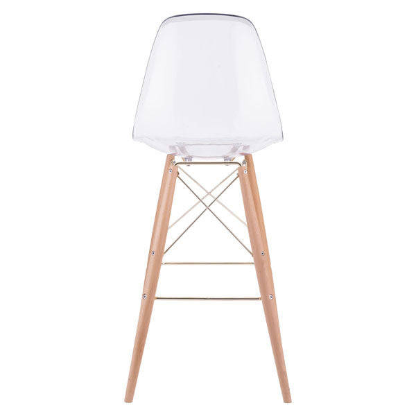 20.3" X 21.7" X 44.3" Polycarbonate Metal And Beech Wood Bar Chair