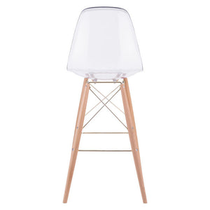 20.3" X 21.7" X 44.3" Polycarbonate Metal And Beech Wood Bar Chair