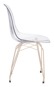 Set of 2 Clear Acrylic Dining Chair with Gold Finish