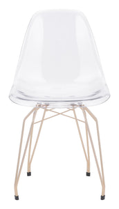 Set of 2 Clear Acrylic Dining Chair with Gold Finish