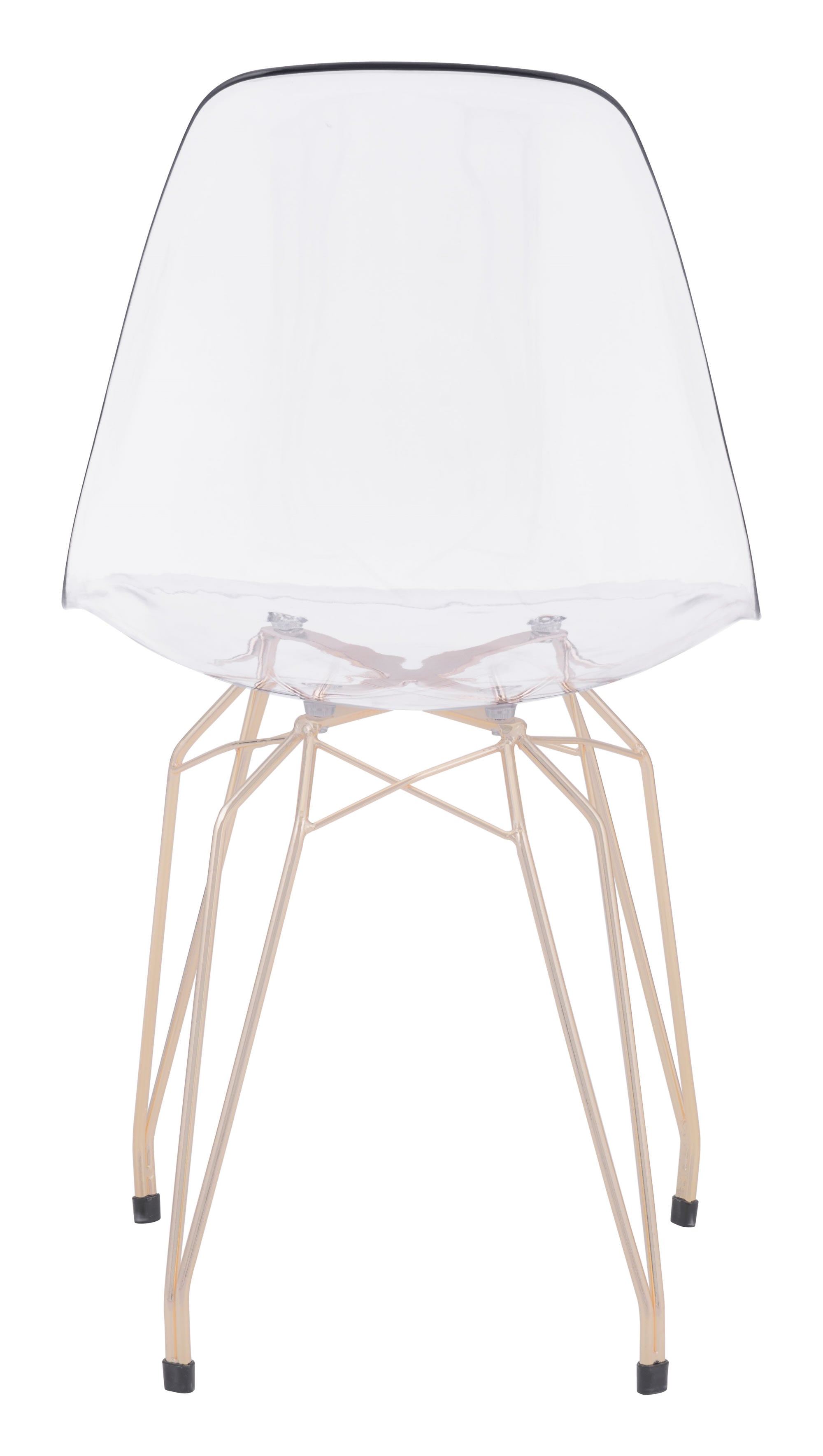 Set of 2 Clear Acrylic Dining Chair with Gold Finish