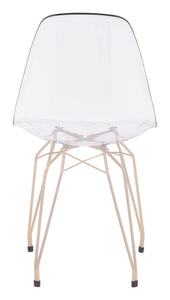 Set of 2 Clear Acrylic Dining Chair with Gold Finish
