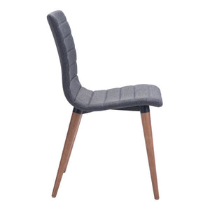 17.7" X 20.9" X 33.9" 2 Pcs Gray Polyblend Powder Coated Metal Dining Chair