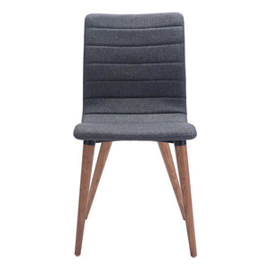 17.7" X 20.9" X 33.9" 2 Pcs Gray Polyblend Powder Coated Metal Dining Chair