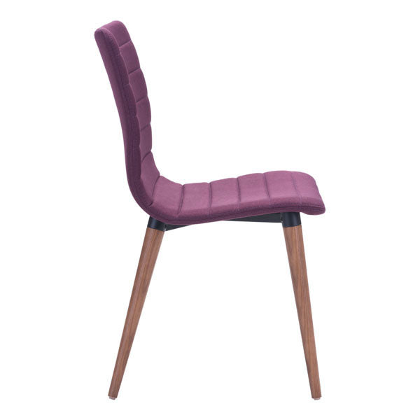 17.7" X 20.9" X 33.9" 2 Pcs Purple Polyblend Powder Coated Metal Dining Chair