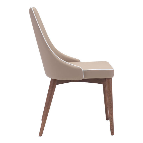19.7" X 22.8" X 35.8" 2 Pcs Beige Leatherette Powder Coated Metal Dining Chair
