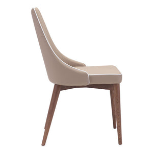 19.7" X 22.8" X 35.8" 2 Pcs Beige Leatherette Powder Coated Metal Dining Chair