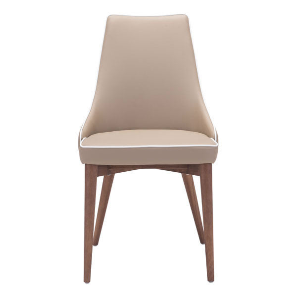 19.7" X 22.8" X 35.8" 2 Pcs Beige Leatherette Powder Coated Metal Dining Chair