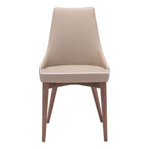 19.7" X 22.8" X 35.8" 2 Pcs Beige Leatherette Powder Coated Metal Dining Chair