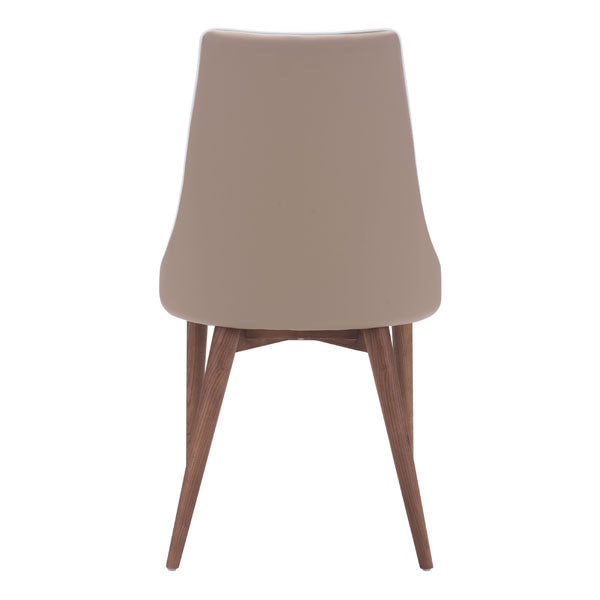 19.7" X 22.8" X 35.8" 2 Pcs Beige Leatherette Powder Coated Metal Dining Chair