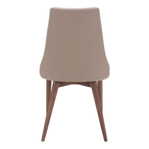 19.7" X 22.8" X 35.8" 2 Pcs Beige Leatherette Powder Coated Metal Dining Chair