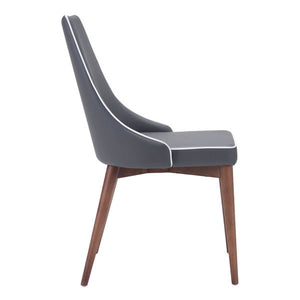 19.7" X 22.8" X 35.8" 2 Pcs Dark Gray Leatherette Powder Coated Dining Chair