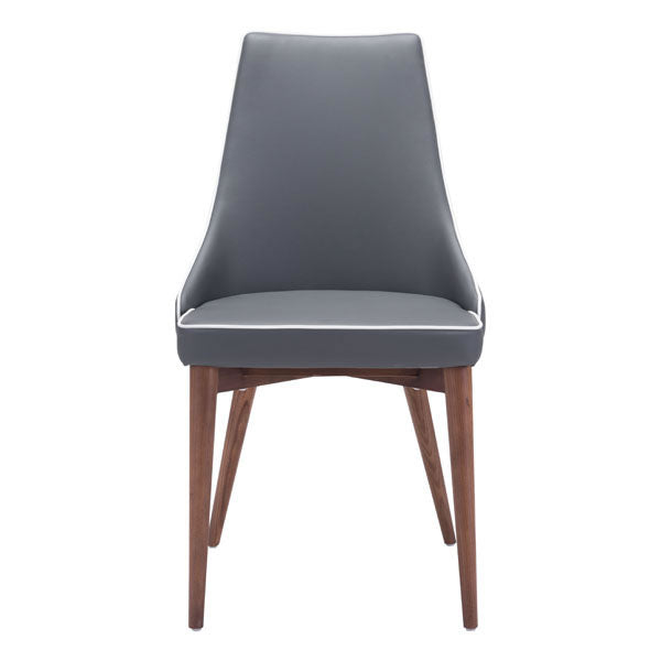 19.7" X 22.8" X 35.8" 2 Pcs Dark Gray Leatherette Powder Coated Dining Chair