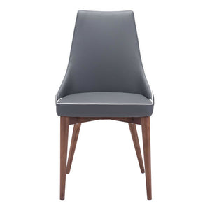 19.7" X 22.8" X 35.8" 2 Pcs Dark Gray Leatherette Powder Coated Dining Chair