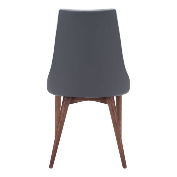 19.7" X 22.8" X 35.8" 2 Pcs Dark Gray Leatherette Powder Coated Dining Chair