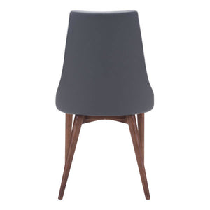 19.7" X 22.8" X 35.8" 2 Pcs Dark Gray Leatherette Powder Coated Dining Chair