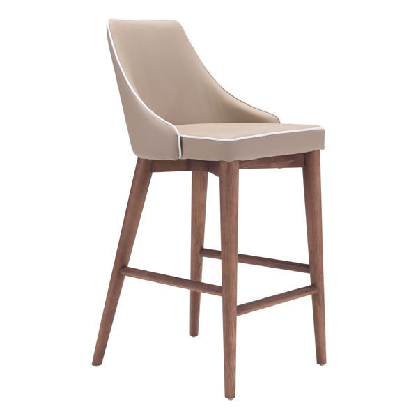 18" X 19.7" X 37" Beige Leatherette Counter Chair