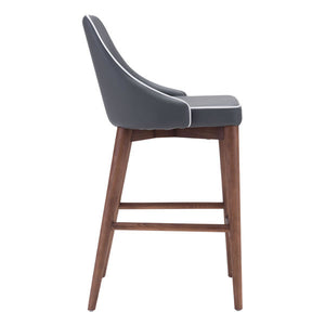 18" X 19.7" X 37" Dark Gray Leatherette Counter Chair