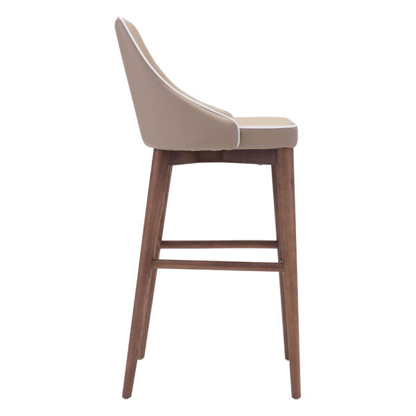 18" X 19.7" X 19.7" Beige Leatherette Powder Coated Metal Bar Chair