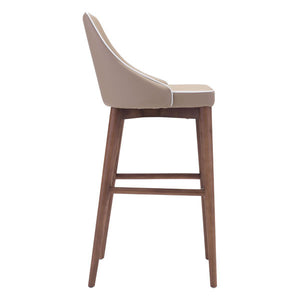 18" X 19.7" X 19.7" Beige Leatherette Powder Coated Metal Bar Chair