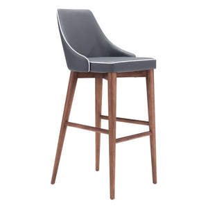 18" X 19.7" X 40.9" Dark Gray Leatherette Powder Coated Metal Bar Chair