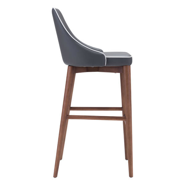 18" X 19.7" X 40.9" Dark Gray Leatherette Powder Coated Metal Bar Chair