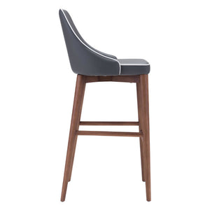 18" X 19.7" X 40.9" Dark Gray Leatherette Powder Coated Metal Bar Chair