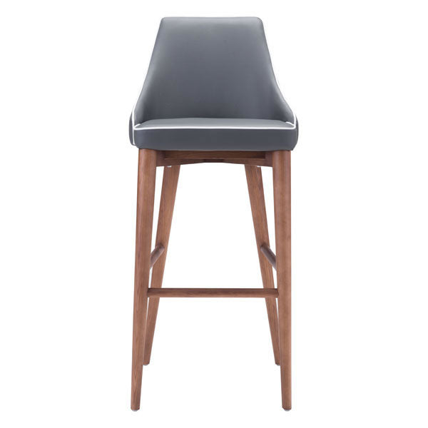 18" X 19.7" X 40.9" Dark Gray Leatherette Powder Coated Metal Bar Chair