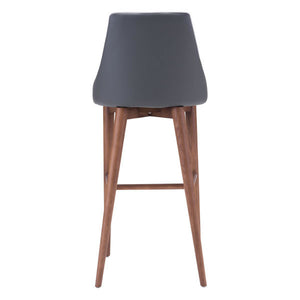 18" X 19.7" X 40.9" Dark Gray Leatherette Powder Coated Metal Bar Chair