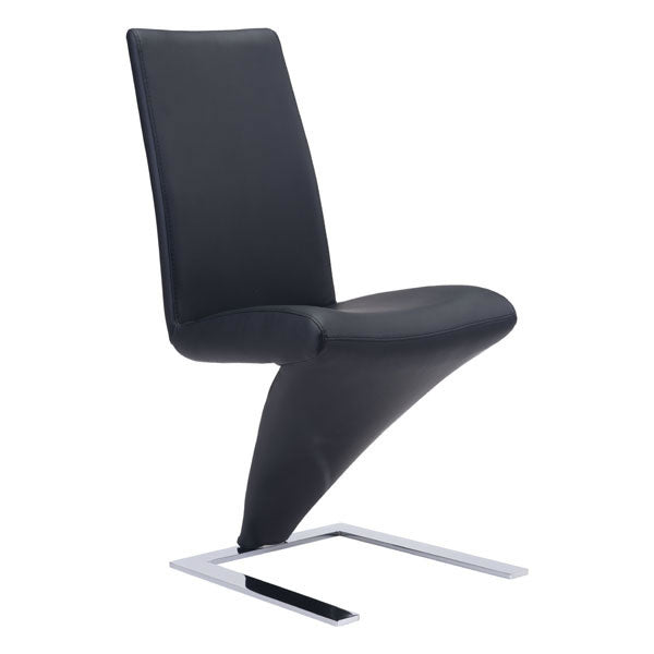 17.7" X 25" X 37.4" 2 Pcs Black Leatherette Powder Coated Metal Dining Chair