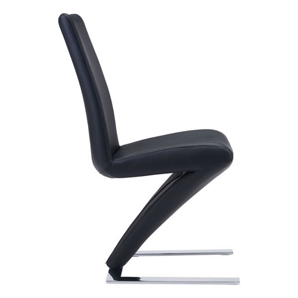 17.7" X 25" X 37.4" 2 Pcs Black Leatherette Powder Coated Metal Dining Chair