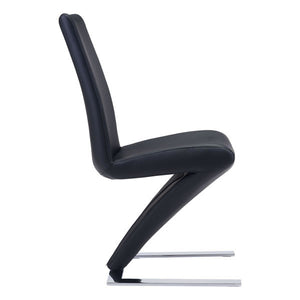 17.7" X 25" X 37.4" 2 Pcs Black Leatherette Powder Coated Metal Dining Chair