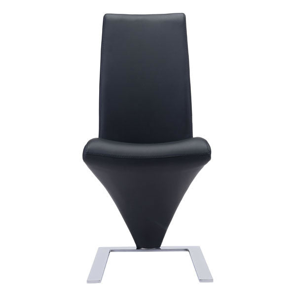 17.7" X 25" X 37.4" 2 Pcs Black Leatherette Powder Coated Metal Dining Chair