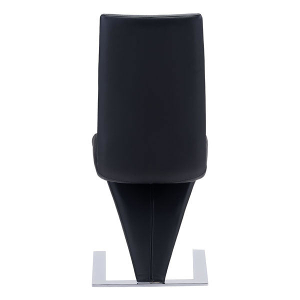 17.7" X 25" X 37.4" 2 Pcs Black Leatherette Powder Coated Metal Dining Chair