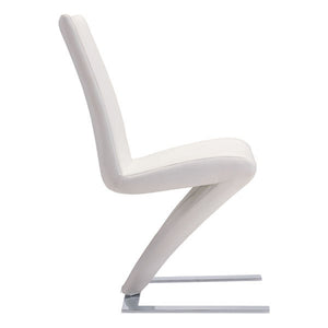 17.7" X 25" X 37.4" 2 Pcs White Leatherette Powder Coated Metal Dining Chair