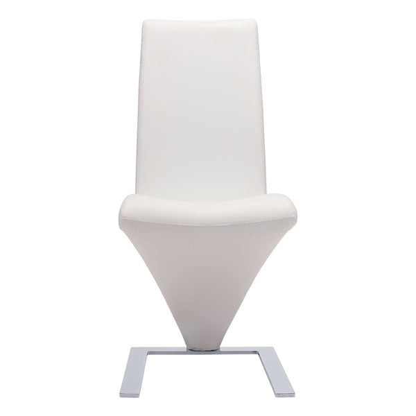 17.7" X 25" X 37.4" 2 Pcs White Leatherette Powder Coated Metal Dining Chair