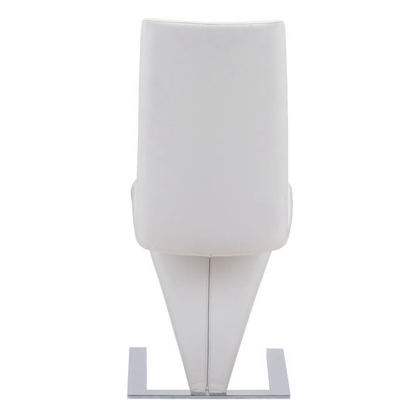 17.7" X 25" X 37.4" 2 Pcs White Leatherette Powder Coated Metal Dining Chair