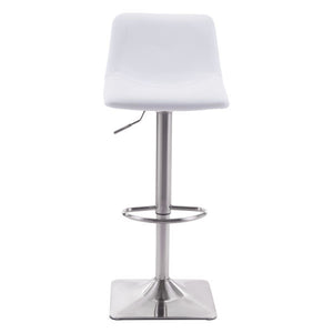 17.3" X 18" X 42.9" White Leatherette Brushed Steel Bar Chair