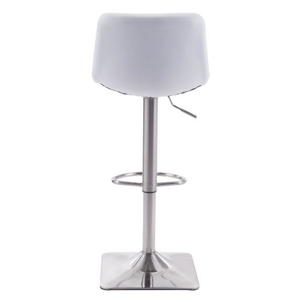 17.3" X 18" X 42.9" White Leatherette Brushed Steel Bar Chair