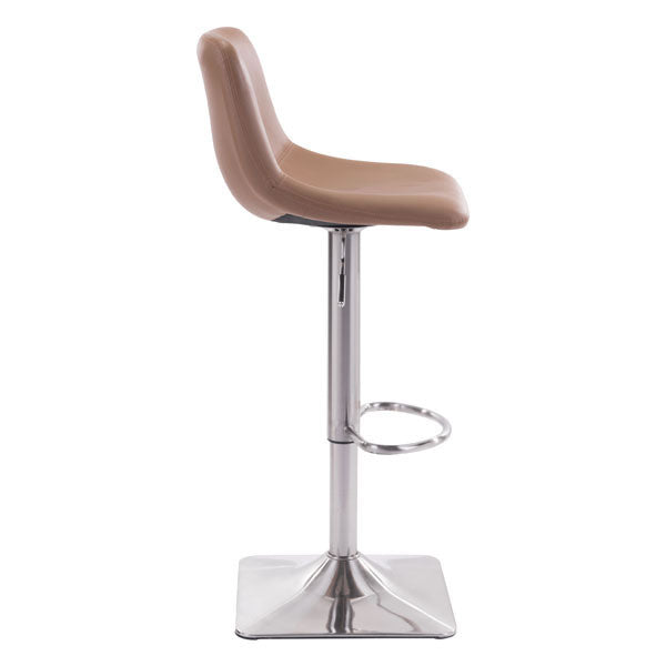 17.3" X 18" X 42.9" White Leatherette Brushed Steel Bar Chair