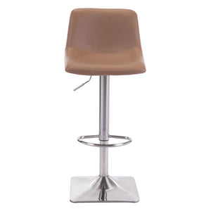 17.3" X 18" X 42.9" White Leatherette Brushed Steel Bar Chair