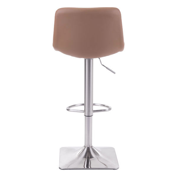 17.3" X 18" X 42.9" White Leatherette Brushed Steel Bar Chair