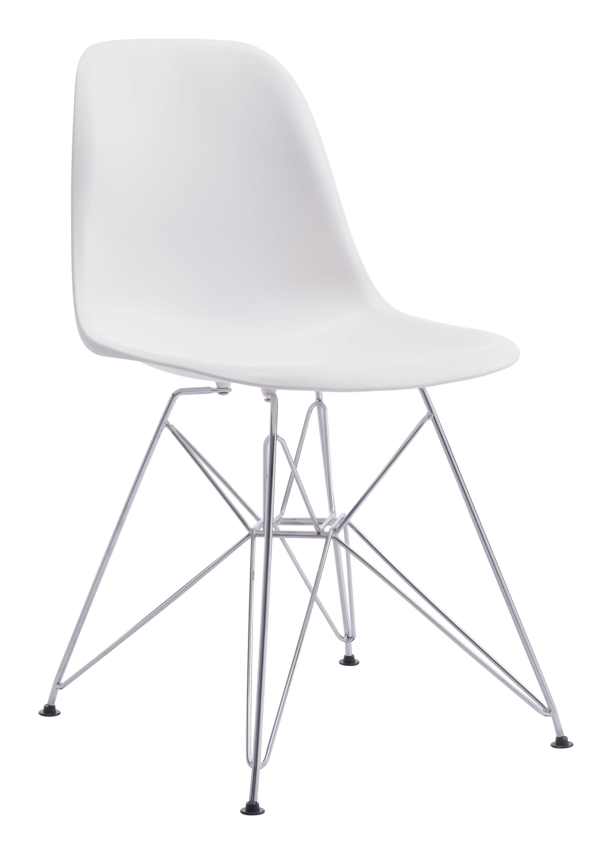 Mod Style White and Chrome Side Dining Chair