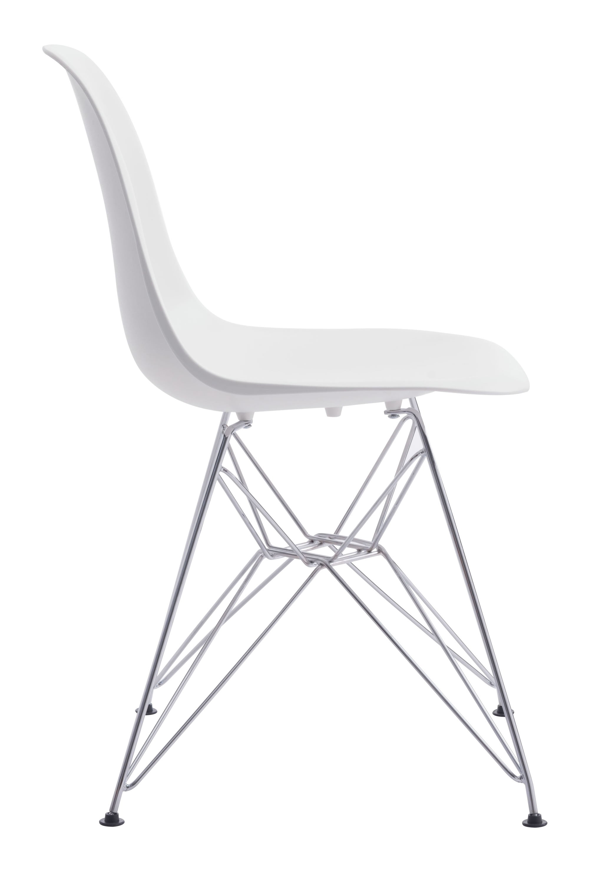 Mod Style White and Chrome Side Dining Chair
