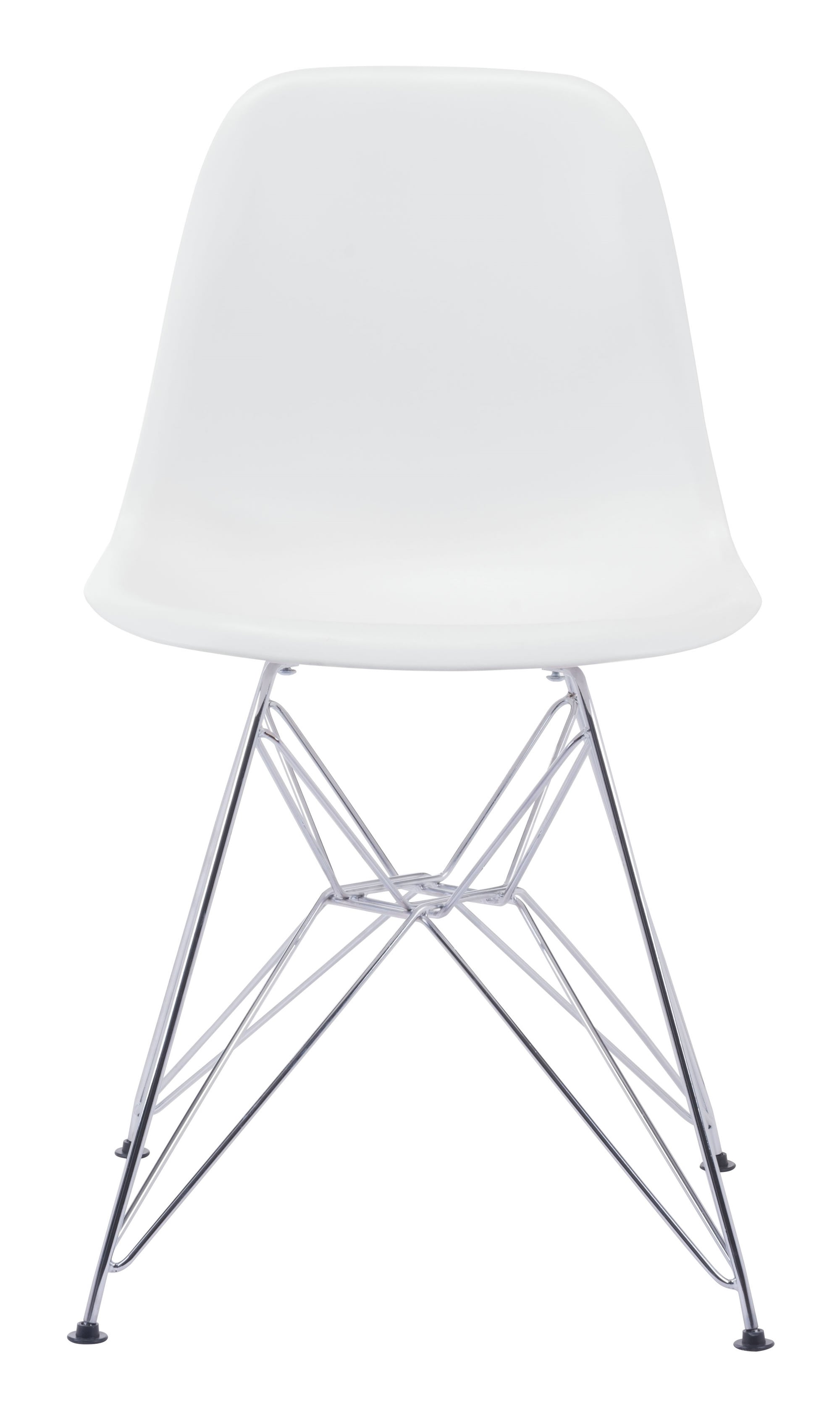 Mod Style White and Chrome Side Dining Chair