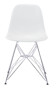 Mod Style White and Chrome Side Dining Chair